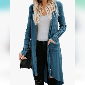 Amazon Essentials Blue Knit Cardigan Sweater